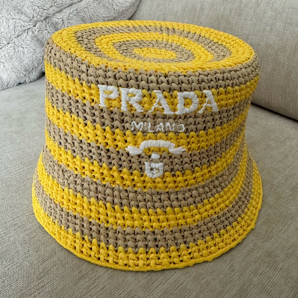 Prada raffia bucket hat